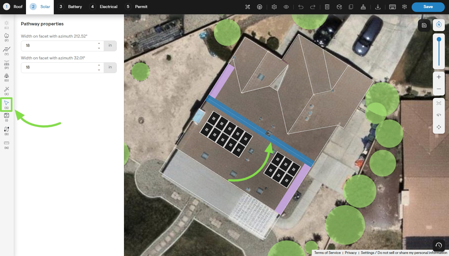 Drag pathway segment to reposition Drag pathway segment to reposition