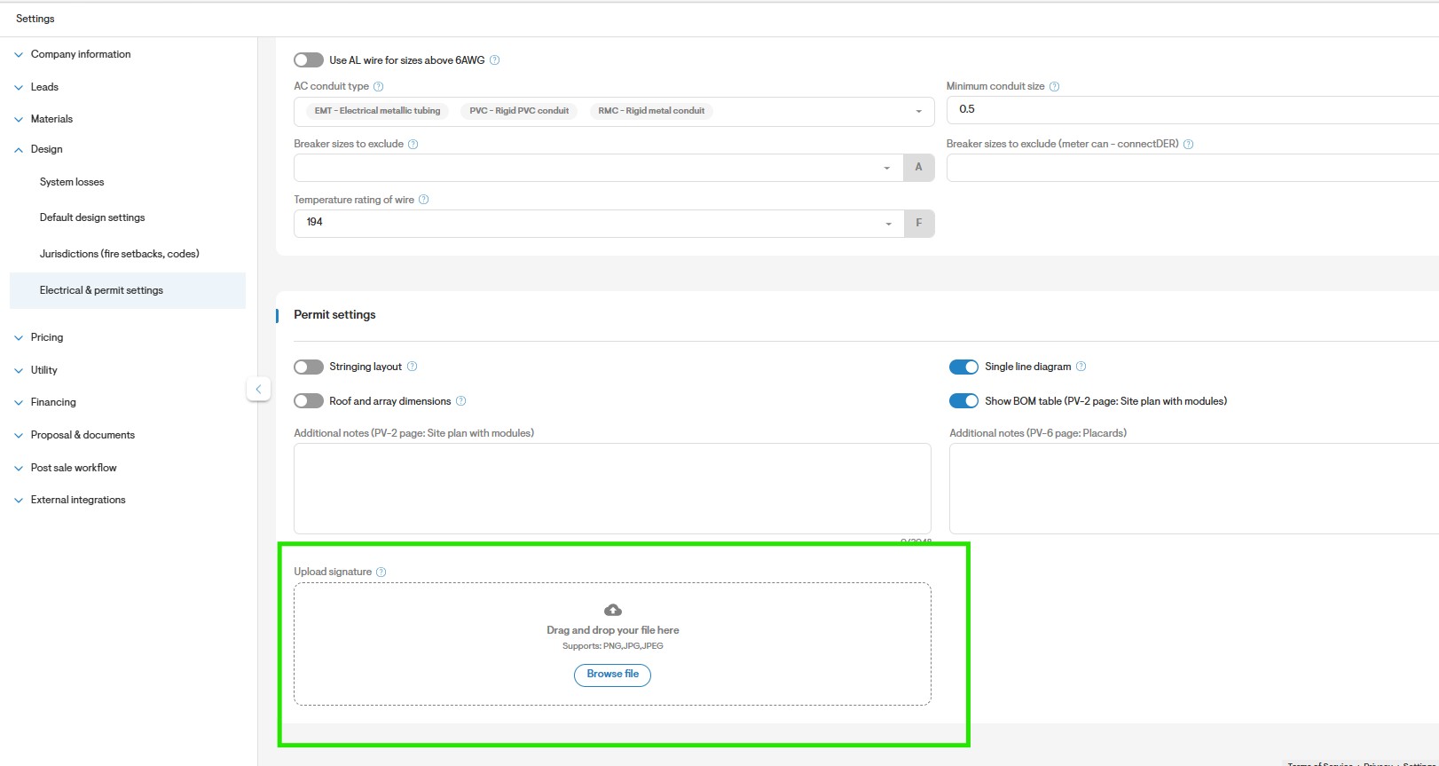 Customizing Electrical and Permit Settings for Permit Plan Set Generation